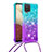 Coque Silicone Housse Etui Gel Bling-Bling avec Laniere Strap S01 pour Samsung Galaxy A12 5G Petit