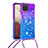 Coque Silicone Housse Etui Gel Bling-Bling avec Laniere Strap S01 pour Samsung Galaxy A12 5G Petit