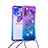 Coque Silicone Housse Etui Gel Bling-Bling avec Laniere Strap S01 pour Samsung Galaxy A21 European Violet