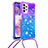 Coque Silicone Housse Etui Gel Bling-Bling avec Laniere Strap S01 pour Samsung Galaxy A23 4G Violet