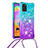 Coque Silicone Housse Etui Gel Bling-Bling avec Laniere Strap S01 pour Samsung Galaxy A31 Bleu Ciel