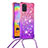 Coque Silicone Housse Etui Gel Bling-Bling avec Laniere Strap S01 pour Samsung Galaxy A31 Petit