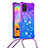 Coque Silicone Housse Etui Gel Bling-Bling avec Laniere Strap S01 pour Samsung Galaxy A31 Violet