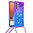 Coque Silicone Housse Etui Gel Bling-Bling avec Laniere Strap S01 pour Samsung Galaxy A32 4G Violet