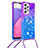 Coque Silicone Housse Etui Gel Bling-Bling avec Laniere Strap S01 pour Samsung Galaxy A33 5G Violet