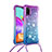 Coque Silicone Housse Etui Gel Bling-Bling avec Laniere Strap S01 pour Samsung Galaxy A41 Violet