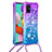 Coque Silicone Housse Etui Gel Bling-Bling avec Laniere Strap S01 pour Samsung Galaxy A51 5G Violet