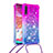 Coque Silicone Housse Etui Gel Bling-Bling avec Laniere Strap S01 pour Samsung Galaxy A70 Violet