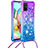 Coque Silicone Housse Etui Gel Bling-Bling avec Laniere Strap S01 pour Samsung Galaxy A71 4G A715 Violet