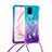 Coque Silicone Housse Etui Gel Bling-Bling avec Laniere Strap S01 pour Samsung Galaxy A81 Bleu Ciel