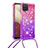 Coque Silicone Housse Etui Gel Bling-Bling avec Laniere Strap S01 pour Samsung Galaxy F12 Petit