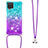 Coque Silicone Housse Etui Gel Bling-Bling avec Laniere Strap S01 pour Samsung Galaxy F12 Petit