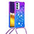 Coque Silicone Housse Etui Gel Bling-Bling avec Laniere Strap S01 pour Samsung Galaxy F54 5G Violet