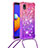 Coque Silicone Housse Etui Gel Bling-Bling avec Laniere Strap S01 pour Samsung Galaxy M01 Core Petit