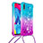 Coque Silicone Housse Etui Gel Bling-Bling avec Laniere Strap S01 pour Samsung Galaxy M10 Bleu Ciel