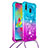 Coque Silicone Housse Etui Gel Bling-Bling avec Laniere Strap S01 pour Samsung Galaxy M20 Bleu Ciel