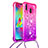 Coque Silicone Housse Etui Gel Bling-Bling avec Laniere Strap S01 pour Samsung Galaxy M20 Petit