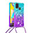 Coque Silicone Housse Etui Gel Bling-Bling avec Laniere Strap S01 pour Samsung Galaxy M21s Petit