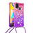 Coque Silicone Housse Etui Gel Bling-Bling avec Laniere Strap S01 pour Samsung Galaxy M21s Petit