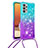 Coque Silicone Housse Etui Gel Bling-Bling avec Laniere Strap S01 pour Samsung Galaxy M32 5G Petit