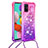 Coque Silicone Housse Etui Gel Bling-Bling avec Laniere Strap S01 pour Samsung Galaxy M40S Petit