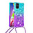 Coque Silicone Housse Etui Gel Bling-Bling avec Laniere Strap S01 pour Samsung Galaxy M51 Petit