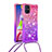 Coque Silicone Housse Etui Gel Bling-Bling avec Laniere Strap S01 pour Samsung Galaxy M51 Petit