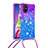 Coque Silicone Housse Etui Gel Bling-Bling avec Laniere Strap S01 pour Samsung Galaxy M51 Violet