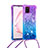 Coque Silicone Housse Etui Gel Bling-Bling avec Laniere Strap S01 pour Samsung Galaxy M60s Petit