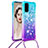 Coque Silicone Housse Etui Gel Bling-Bling avec Laniere Strap S01 pour Samsung Galaxy S20 5G Bleu Ciel