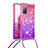 Coque Silicone Housse Etui Gel Bling-Bling avec Laniere Strap S01 pour Samsung Galaxy S20 FE (2022) 5G Rose Rouge