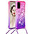 Coque Silicone Housse Etui Gel Bling-Bling avec Laniere Strap S01 pour Samsung Galaxy S20 Petit