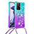 Coque Silicone Housse Etui Gel Bling-Bling avec Laniere Strap S01 pour Xiaomi Mi 11T 5G Bleu Ciel