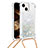 Coque Silicone Housse Etui Gel Bling-Bling avec Laniere Strap S02 pour Apple iPhone 13 Argent