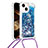 Coque Silicone Housse Etui Gel Bling-Bling avec Laniere Strap S02 pour Apple iPhone 13 Bleu