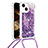 Coque Silicone Housse Etui Gel Bling-Bling avec Laniere Strap S02 pour Apple iPhone 13 Petit