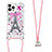 Coque Silicone Housse Etui Gel Bling-Bling avec Laniere Strap S02 pour Apple iPhone 13 Pro Blanc