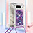 Coque Silicone Housse Etui Gel Bling-Bling avec Laniere Strap S02 pour Google Pixel 8 5G Violet