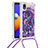 Coque Silicone Housse Etui Gel Bling-Bling avec Laniere Strap S02 pour Samsung Galaxy A01 Core Violet
