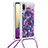 Coque Silicone Housse Etui Gel Bling-Bling avec Laniere Strap S02 pour Samsung Galaxy A02 Petit