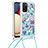 Coque Silicone Housse Etui Gel Bling-Bling avec Laniere Strap S02 pour Samsung Galaxy A02s Bleu Ciel