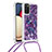 Coque Silicone Housse Etui Gel Bling-Bling avec Laniere Strap S02 pour Samsung Galaxy A03s Violet