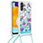 Coque Silicone Housse Etui Gel Bling-Bling avec Laniere Strap S02 pour Samsung Galaxy A04s Bleu Ciel