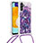 Coque Silicone Housse Etui Gel Bling-Bling avec Laniere Strap S02 pour Samsung Galaxy A04s Violet