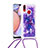 Coque Silicone Housse Etui Gel Bling-Bling avec Laniere Strap S02 pour Samsung Galaxy A10s Violet