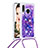 Coque Silicone Housse Etui Gel Bling-Bling avec Laniere Strap S02 pour Samsung Galaxy A20e Violet