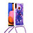 Coque Silicone Housse Etui Gel Bling-Bling avec Laniere Strap S02 pour Samsung Galaxy A20s Violet