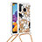 Coque Silicone Housse Etui Gel Bling-Bling avec Laniere Strap S02 pour Samsung Galaxy A21 Petit