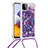 Coque Silicone Housse Etui Gel Bling-Bling avec Laniere Strap S02 pour Samsung Galaxy A22 5G Violet