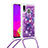 Coque Silicone Housse Etui Gel Bling-Bling avec Laniere Strap S02 pour Samsung Galaxy A30 Violet